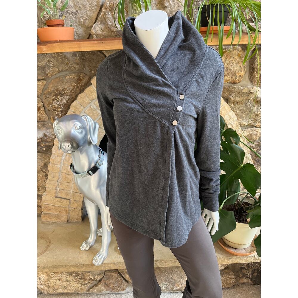 Danskin Gray Wrap Over Cardigan Sweater Women's Size Small
